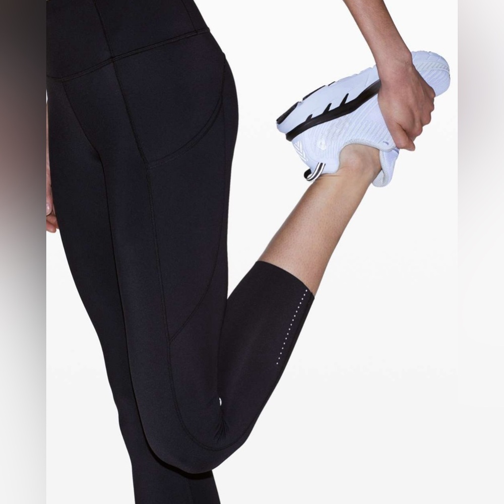 Lululemon Fast & Free High-Rise Crop Pant 23" Running Reflective In Black Size 8
